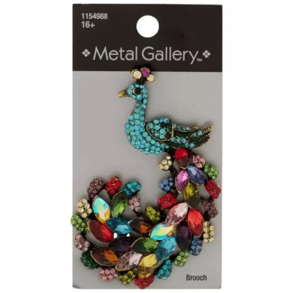 New Metal Gallery Multicolor Peacock Brooch